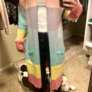 Pastel rainbow duster cardigan OS
